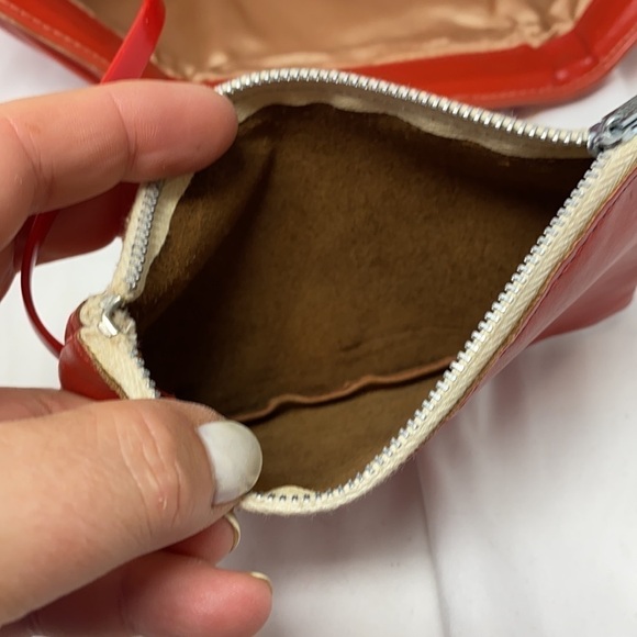 Large Red Vintage Clutch Linen Leather Bag Purse - Picture 10 of 10